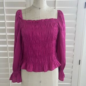 Women's Pink Smocked Top